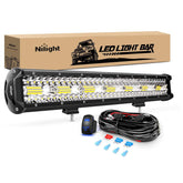 Nilight front view of 20-inch light bar showing full LED array and bright output