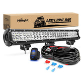 Nilight 25-inch front view showing full spot and flood beam benefits
