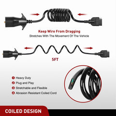 Nilight 5-flat plug detail with blue reverse wire for backup light connection
