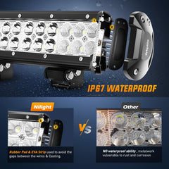 Nilight light bar mounted on truck bumper at dusk, enhances night driving safety