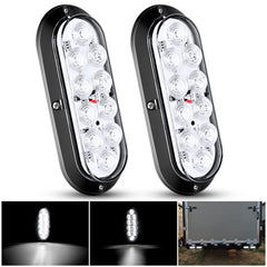 Nilight front view of 6-inch tail light showing bright white illumination benefit