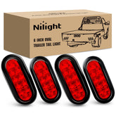 Nilight 6" oval tail light front view showing bright red lens and clear signaling benefit