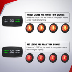 Nilight close-up of amber and red LEDs showing bright, weatherproof lenses