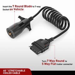 Nilight coiled cable fully extended to five feet for extra turning clearance