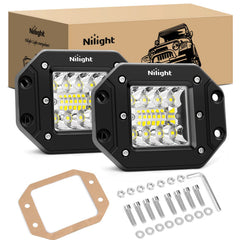 Nilight front view of flush mount pair showing compact housing and bright output