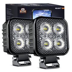 Nilight front view of 3 inch square pod showing compact design and wide output