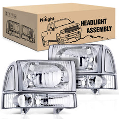 Nilight front packaging showing four chrome clear-lens headlights and benefits