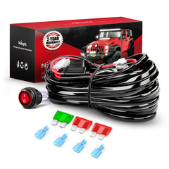 Nilight front packaging and harness kit showing complete contents and easy install benefit