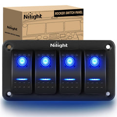 Nilight front panel 90109D showing four blue backlit rocker switches, for organized control