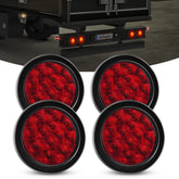 Nilight front view of 4-inch red tail light showing bright lens and improved visibility
