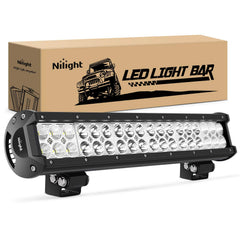 Nilight front view of 17-inch light bar showing combo beam, improved road visibility