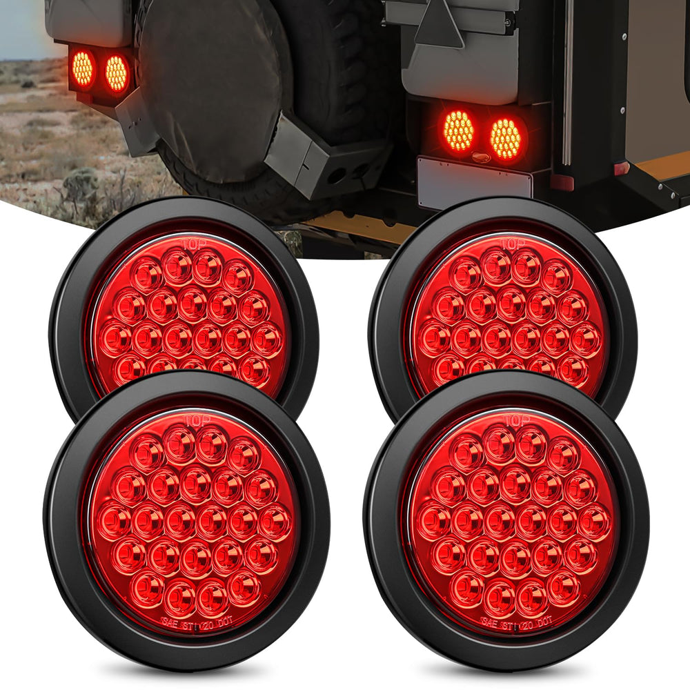 Nilight front view 4-inch round red LED tail light showing bright signaling benefit