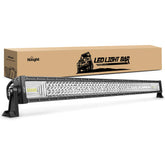 Nilight front view of 42-inch light bar showing full beam and brightness benefits