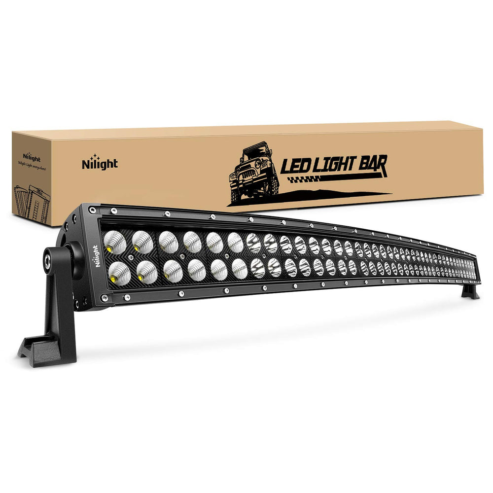 Nilight front view of 42-inch light bar showing full beam pattern and bright output