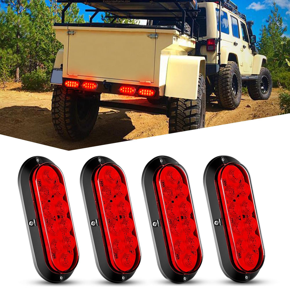 Nilight front view of 6-inch red oval tail light showing bright beam benefit