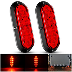 Nilight front view of 6-inch oval tail light showing bright red lens and visibility