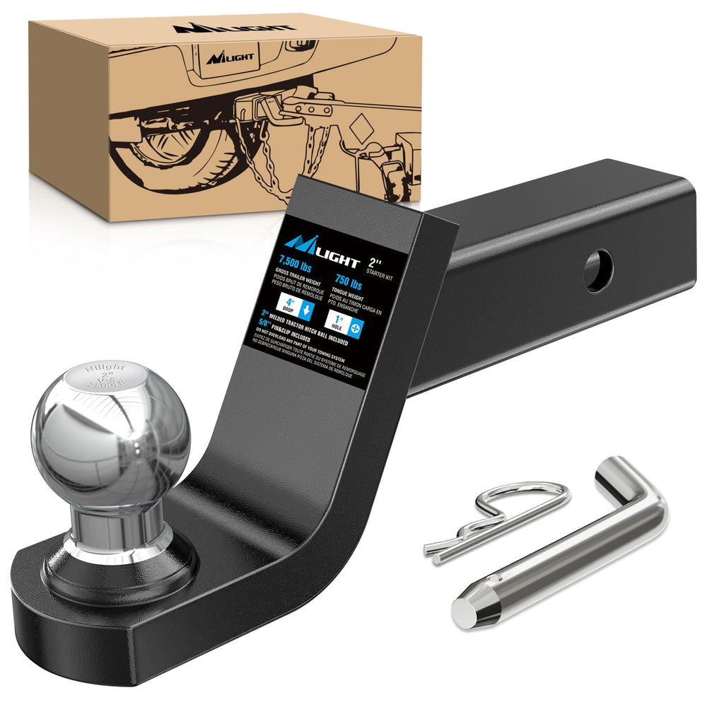 Nilight front view of ball mount showing robust build and easy hitching benefit