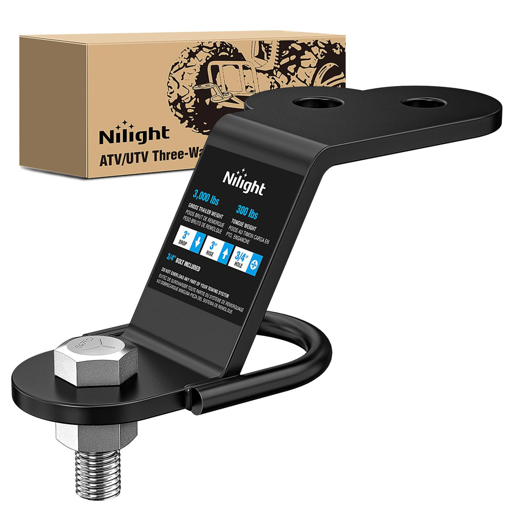 Nilight front view of hitch adapter showing full mounting options and strength