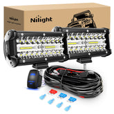 Nilight front view of LED bar showing bright triple-row lenses and compact footprint