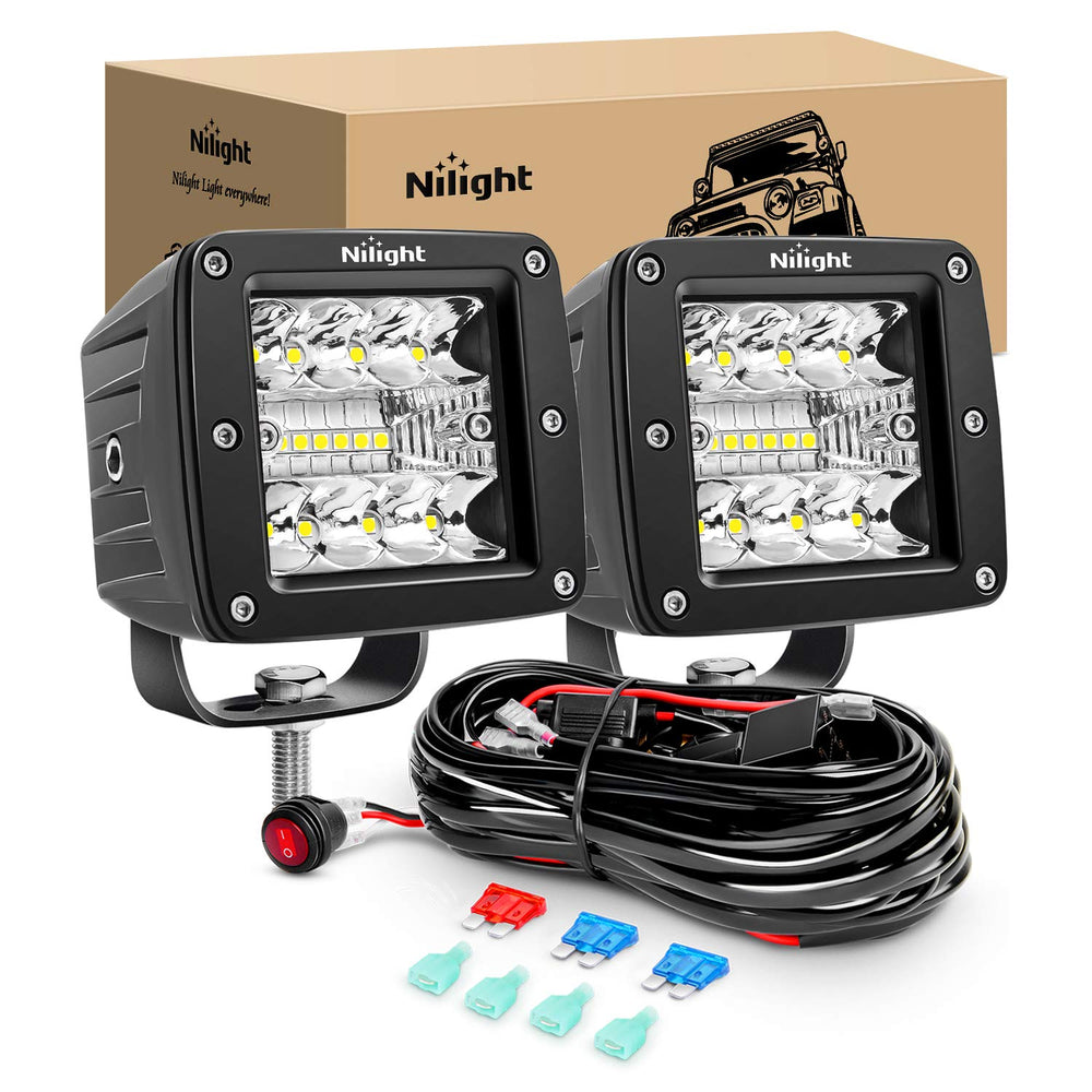 Nilight front view of LED cube pair showing compact powerful lighting