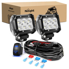 Nilight front view of light bar pair showing compact housing and clear lens, boosts visibility