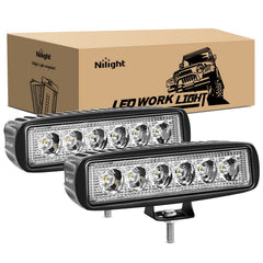 Nilight front view of the paired 18W LED spot pods showing beam housing and compact size benefit