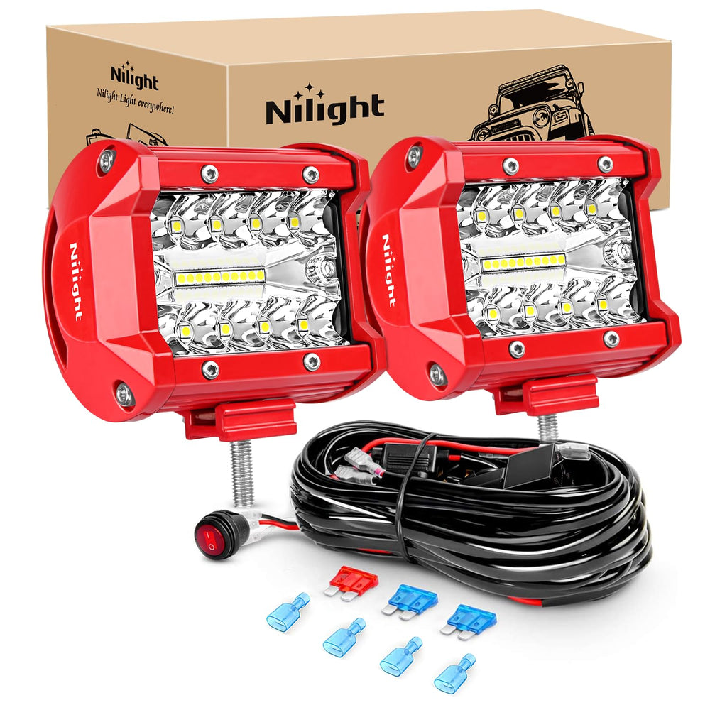 Nilight front view of paired light bars showing compact housing and bright output