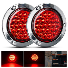 Nilight front view of round red tail light showing chrome bezel and clear signaling benefit