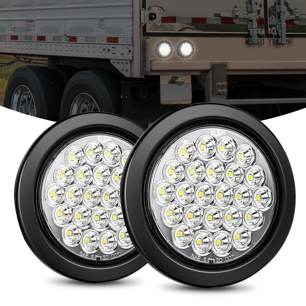 Nilight front view round tail light showing clear lens and LEDs for improved visibility