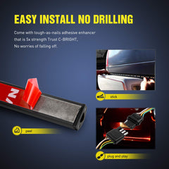 Nilight adhesive enhancer detail showing no-drill secure mounting benefit
