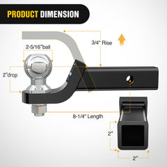 Nilight side profile with 2" drop and 2-5/16" ball showing correct alignment benefit