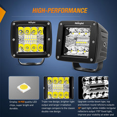 Nilight cubes mounted on vehicle bumper illuminating road for improved visibility benefit