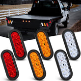 Nilight front view of oval tail light showing red amber white lenses and visibility