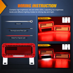 Nilight passenger-side red LED array providing bright brake and turn visibility