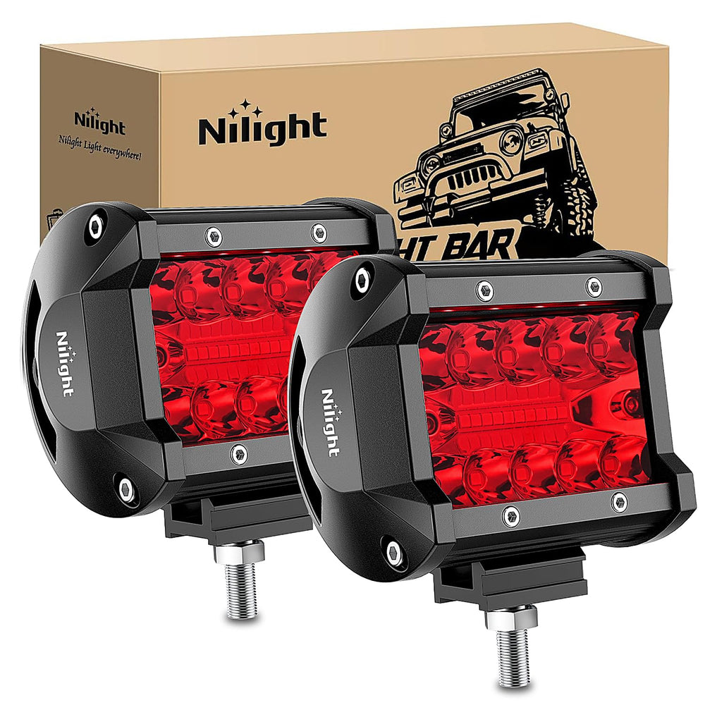 Nilight front view of red LED pod showing housing and lens for signaling