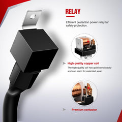 Nilight relay and blade fuse detail showing protection and safe current handling