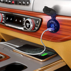 Nilight voltmeter display lit showing vehicle battery voltage at a glance
