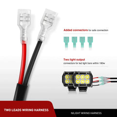 Nilight 16AWG wiring harness kit layout for easier dual-fixture installation