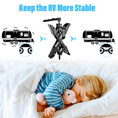 Nilight X-Chocks installed between dual trailer wheels providing improved stability