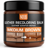 NIUB front label showing medium brown balm and clear product identity benefit