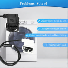 NLZQMBC lid lock installed on Maytag washer demonstrating restored closure