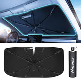 Nmoiss front view of windshield shade showing full coverage and quick deployment