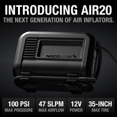 NOCO AIR20 digital display closeup showing settable PSI for precise inflation