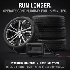 NOCO AIR20 in use on car tire demonstrating fast inflation benefit on roadside