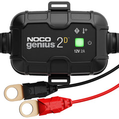 NOCO GENIUS2D front view showing compact design and quick install benefit
