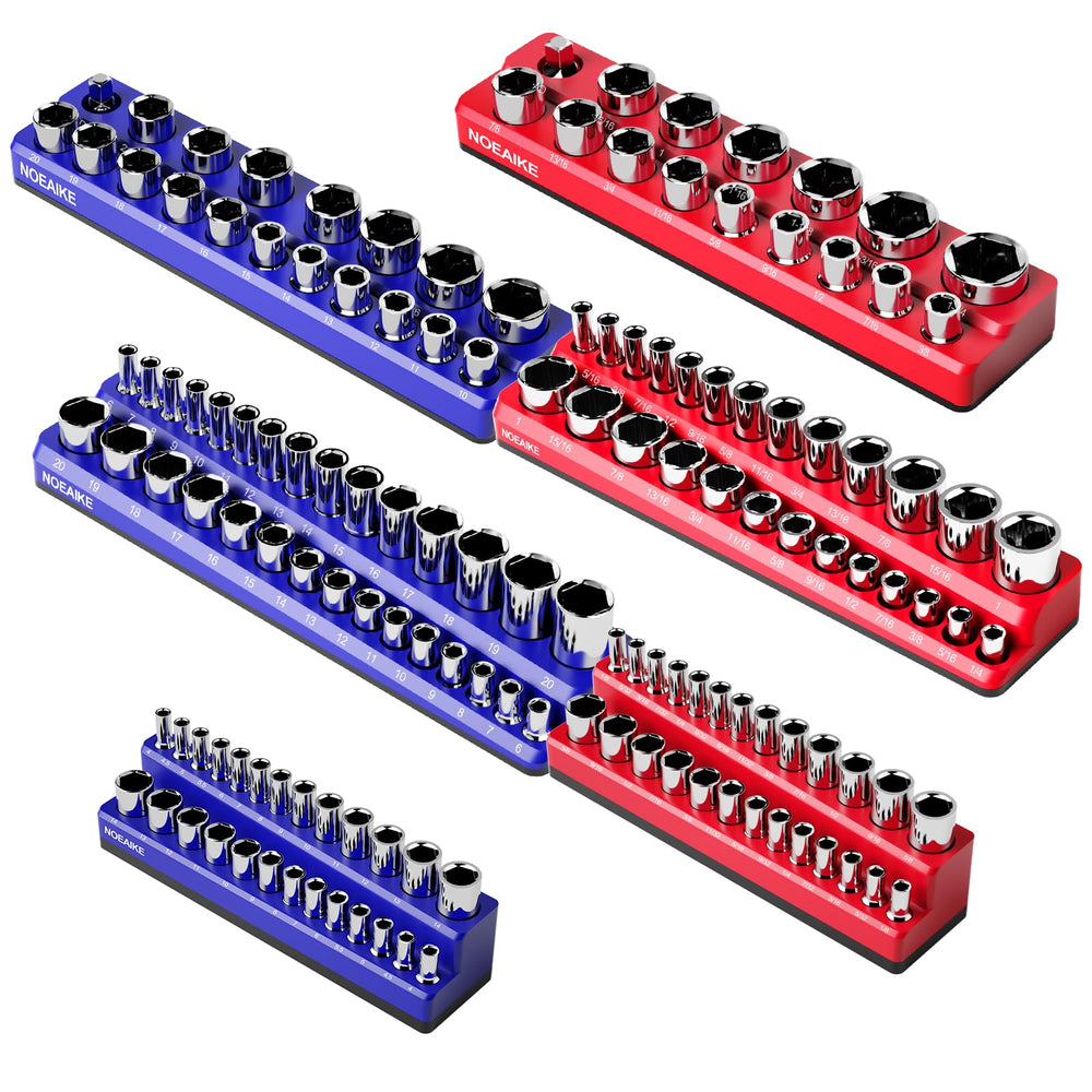 NOEAIKE front view showing all six magnetic socket organizer trays and color coding for fast selection