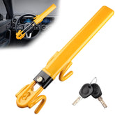 NOEAIKE front view of steering wheel lock showing full device and bright deterrent
