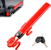 NOEAIKE front view of red steering wheel lock showing deterrent visibility and sturdiness