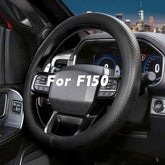 Noplkdss front view of black steering wheel cover showing overall fit and finish