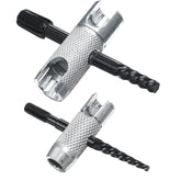 NOVINO front view of 4-way grease zerk tool showing full cross design and benefits